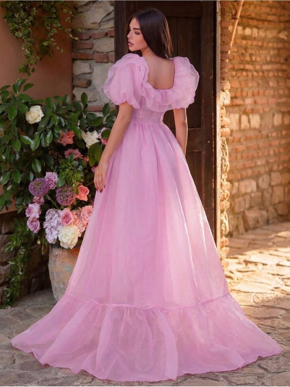 Faeriesty Women's Elegant Ruffle Off-Shoulder Organza Formal Party Dress